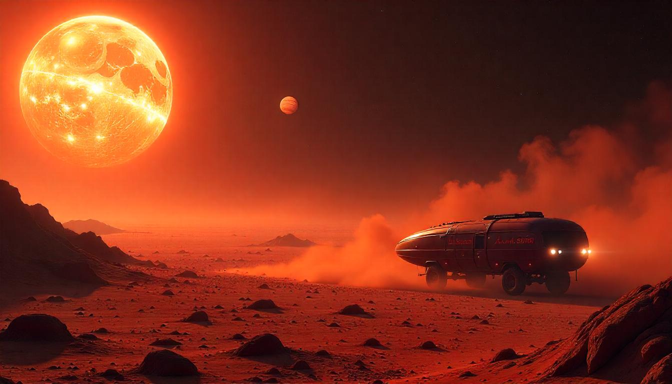 A desert colony set up with futuristic structures and tall buildings in sight