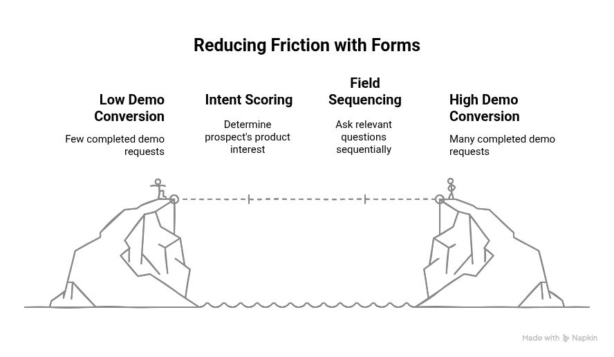 Graphic showing how to reduce friction with progressive forms
