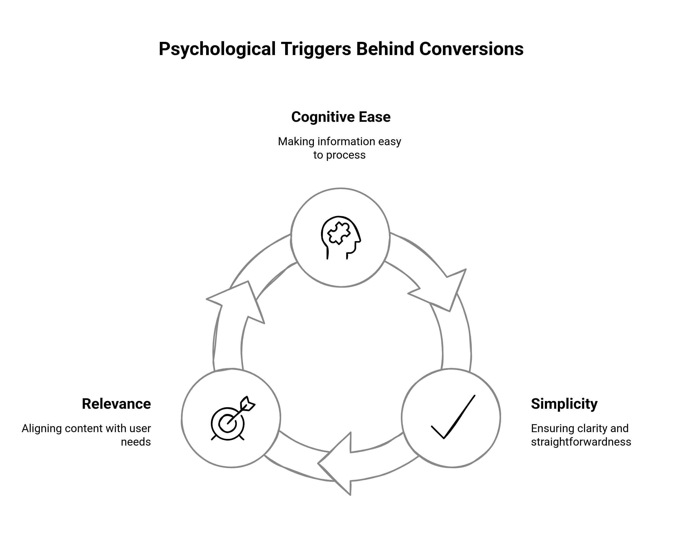 Graphic showing the psychological triggers cycle behind conversions
