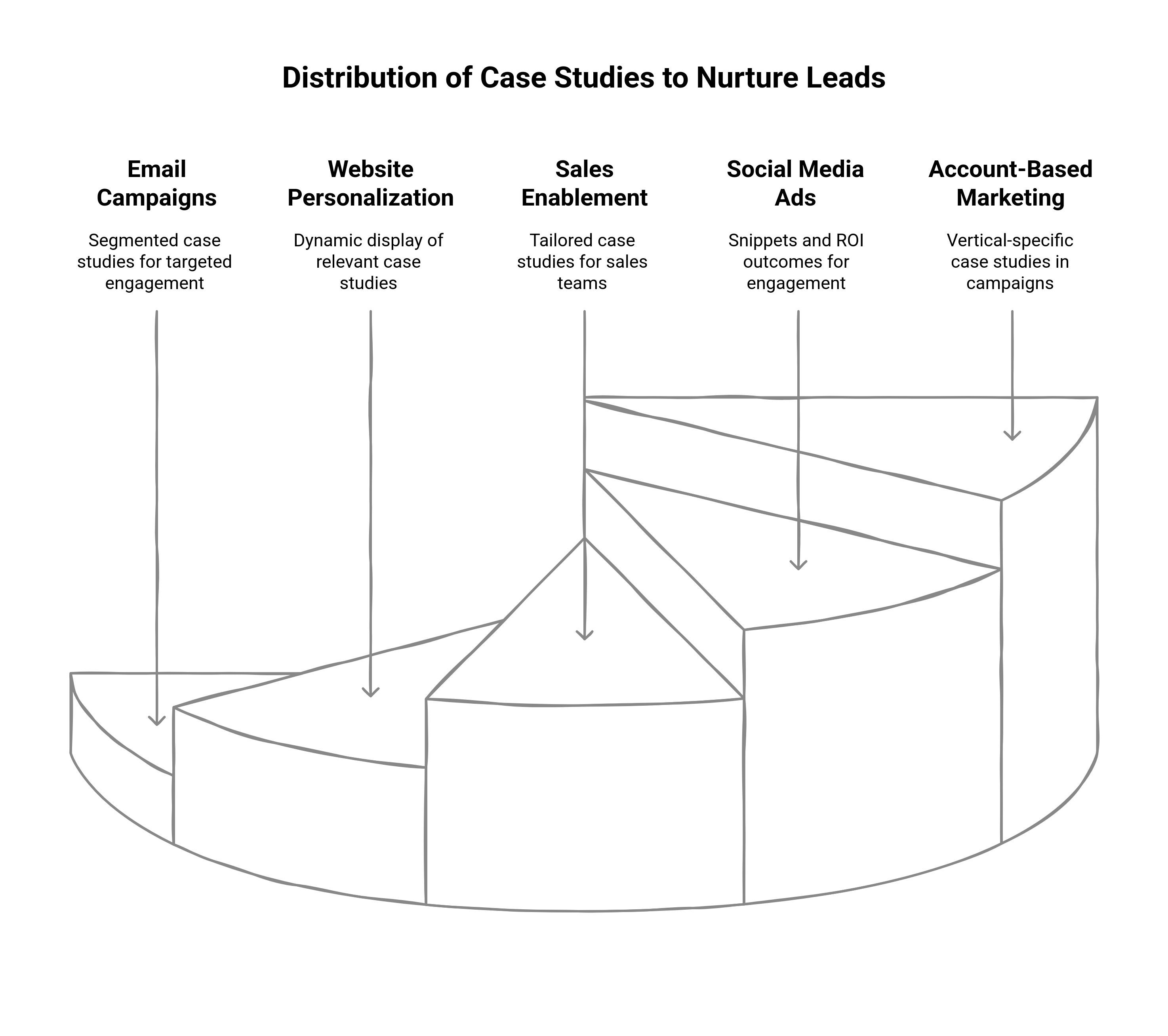 Graphic showing the distribution channels for case studies 
