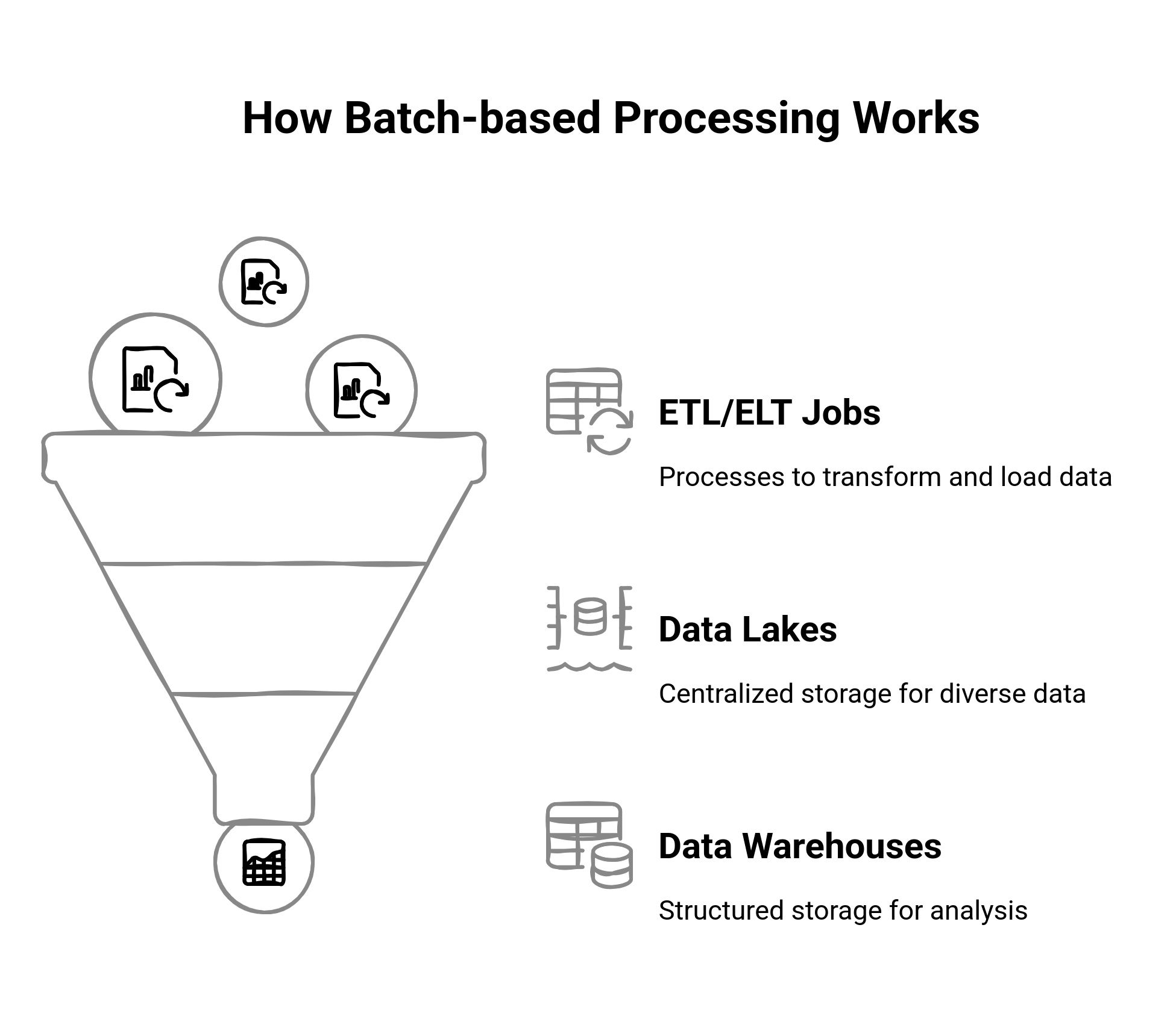 Graphic showing how batch-based processing works
