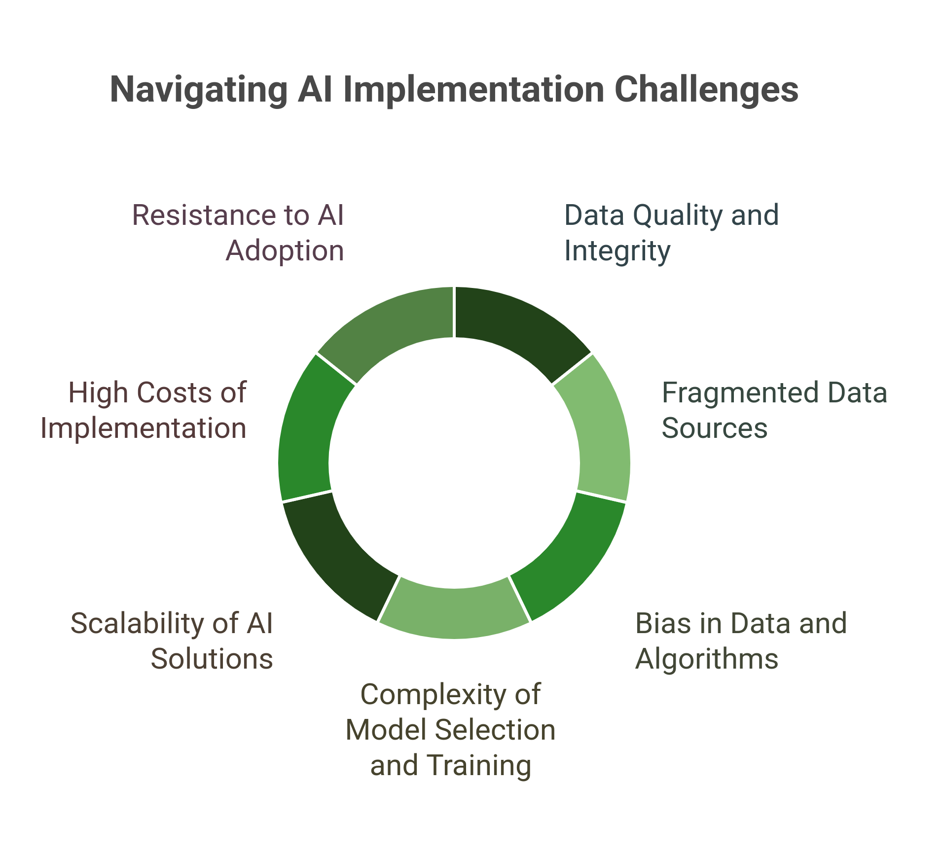 graphic showing the challenges faced in implementing AI in data analysis