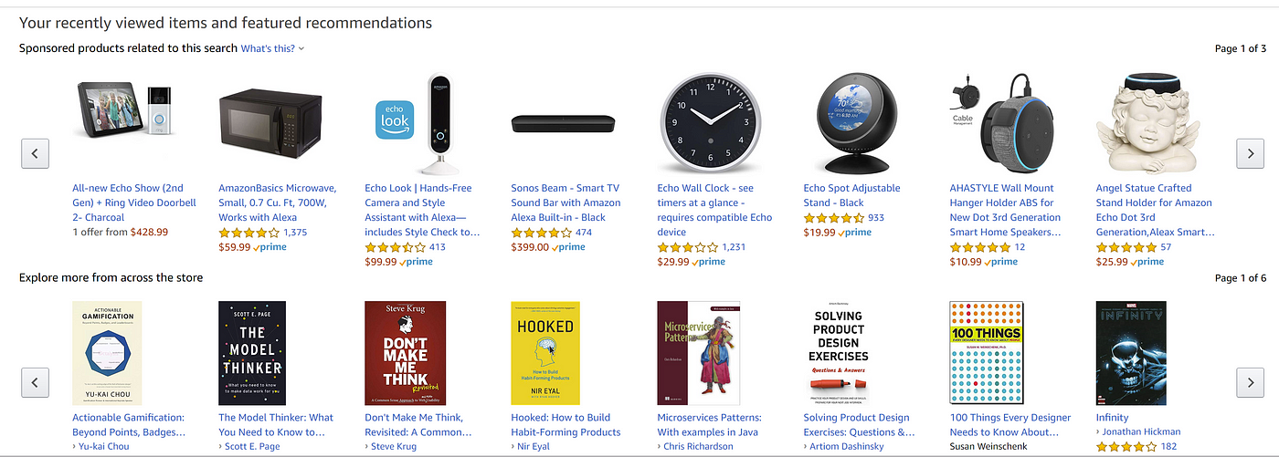 personalized recommendations shown on amazon's website
