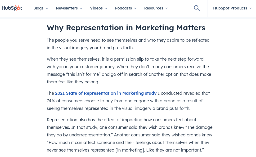 hubspot's blog image showing clear headings and titles