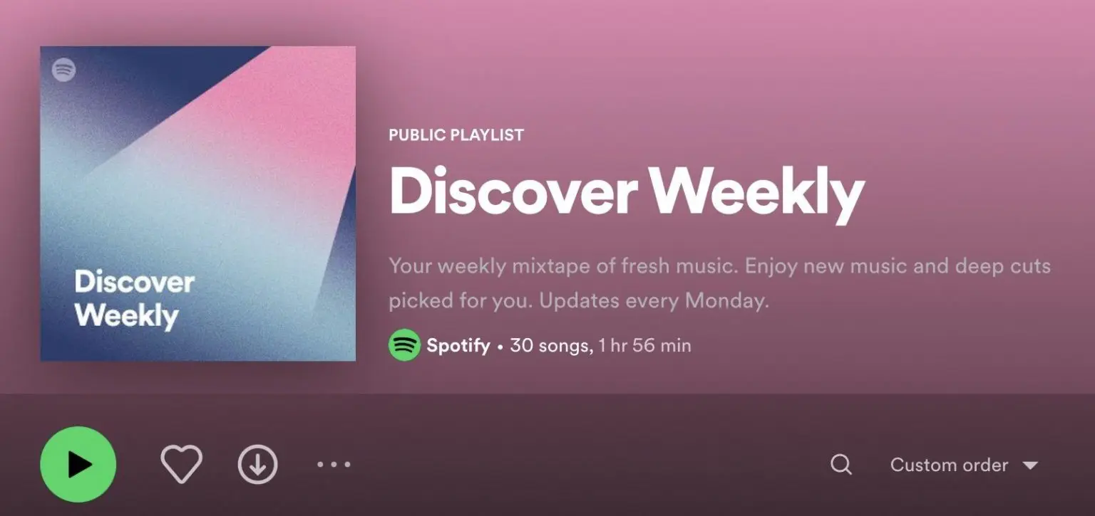 Spotify Discover weekly playlist