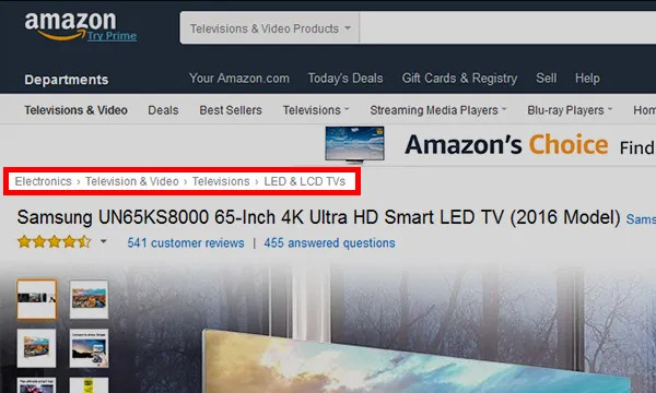Amazon's breadcrumb navigation